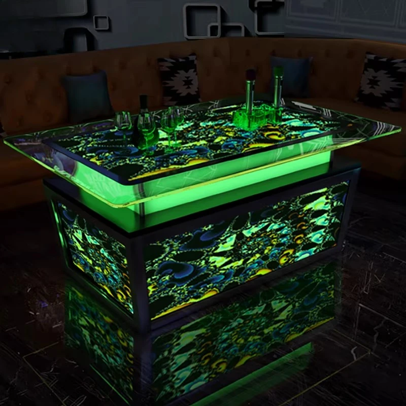 KTV Couchtisch Leuchtender Hartglas-Weinbartisch Sofa-Kartensitz-Kombinationstisch Image