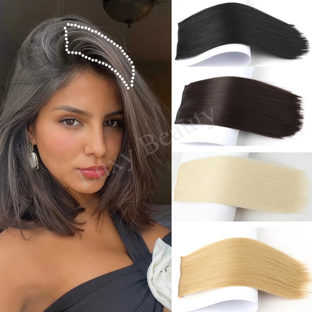 Mini-Clip-in-Echthaarteil, 10–30 cm, unsichtbare Haarpolster für Frauen, Haarverlängerungen, Schwarz, Blond, Braun, 2 Clips auf Haarteilen Image