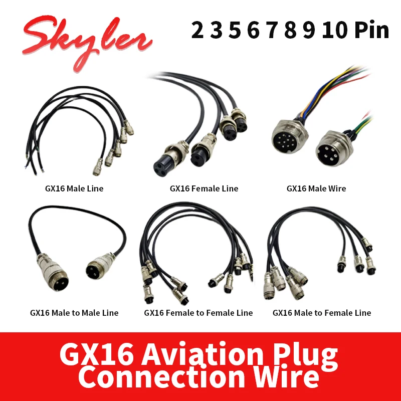 GX16 Luftfahrt-Steckverbinderkabel, Industriequalität, Verlängerungskabel, 2, 3, 5, 6, 7, 8, 9, 10-polige Buchse, Stecker/Buchse, Sensorverbindungskabel Image