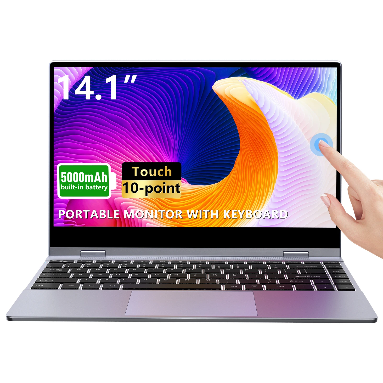 Moniteur portable Dopesplay 14,1 pouces avec batterie intégrée de 50000 mAh, écran tactile 10 points, 1080P HDR IPS, deuxième écran extensible
