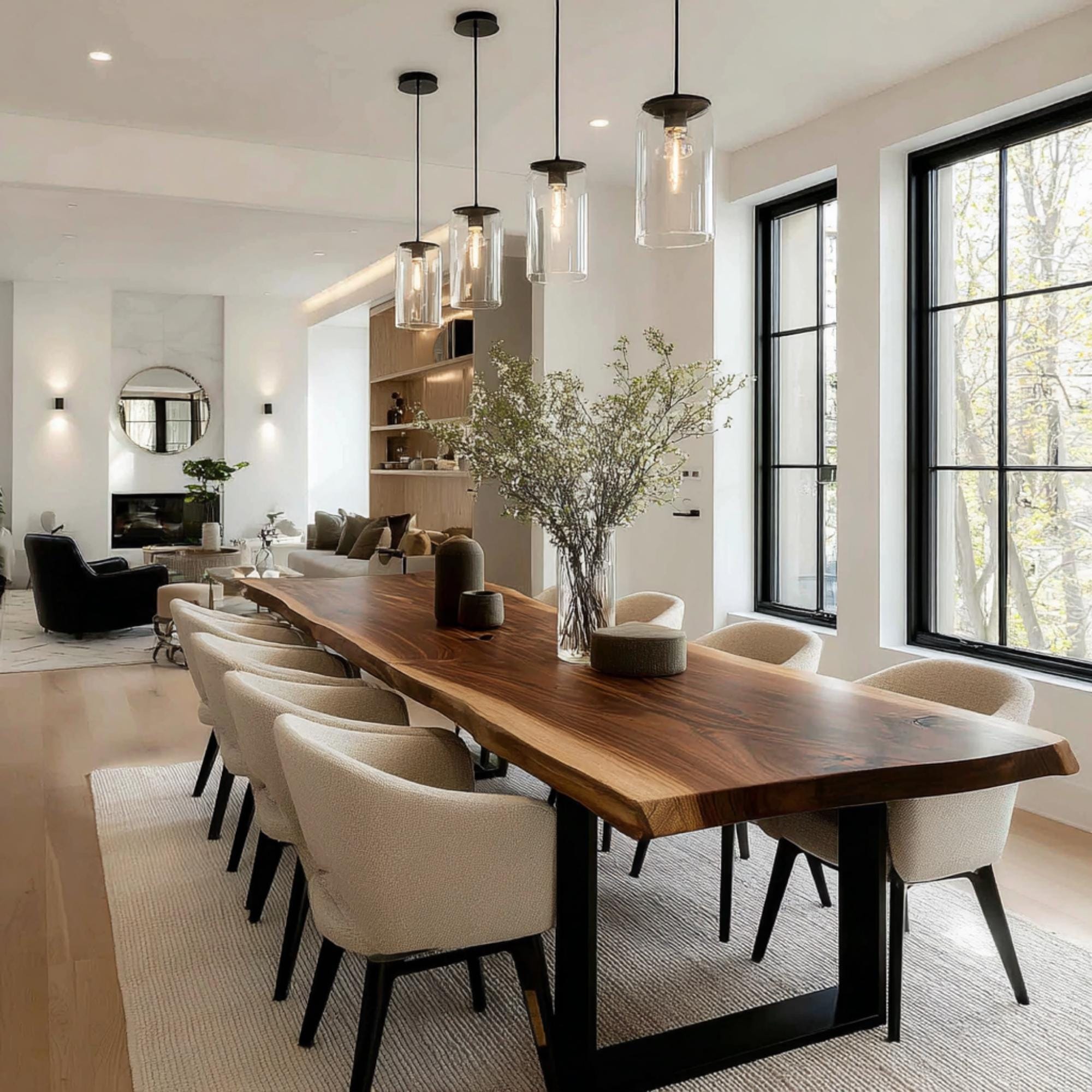 Tavolo da pranzo in legno massello da fattoria, tavolo in noce con bordo vivo fatto a mano, tavolo da cucina in legno rustico, tavolo da cucina in leg