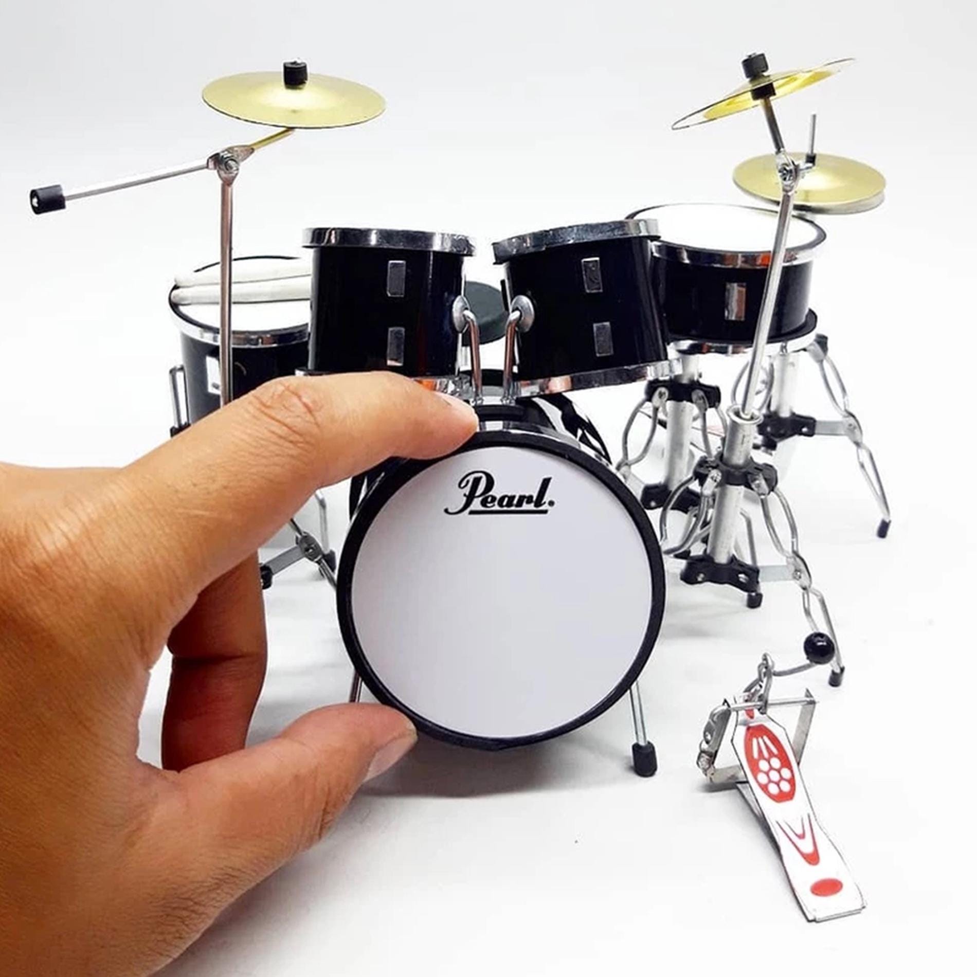 Batteria in miniatura 1:12 / Mini replica di batteria fatta a mano / Strumento musicale da esposizione per regalo di compleanno per batteristi
