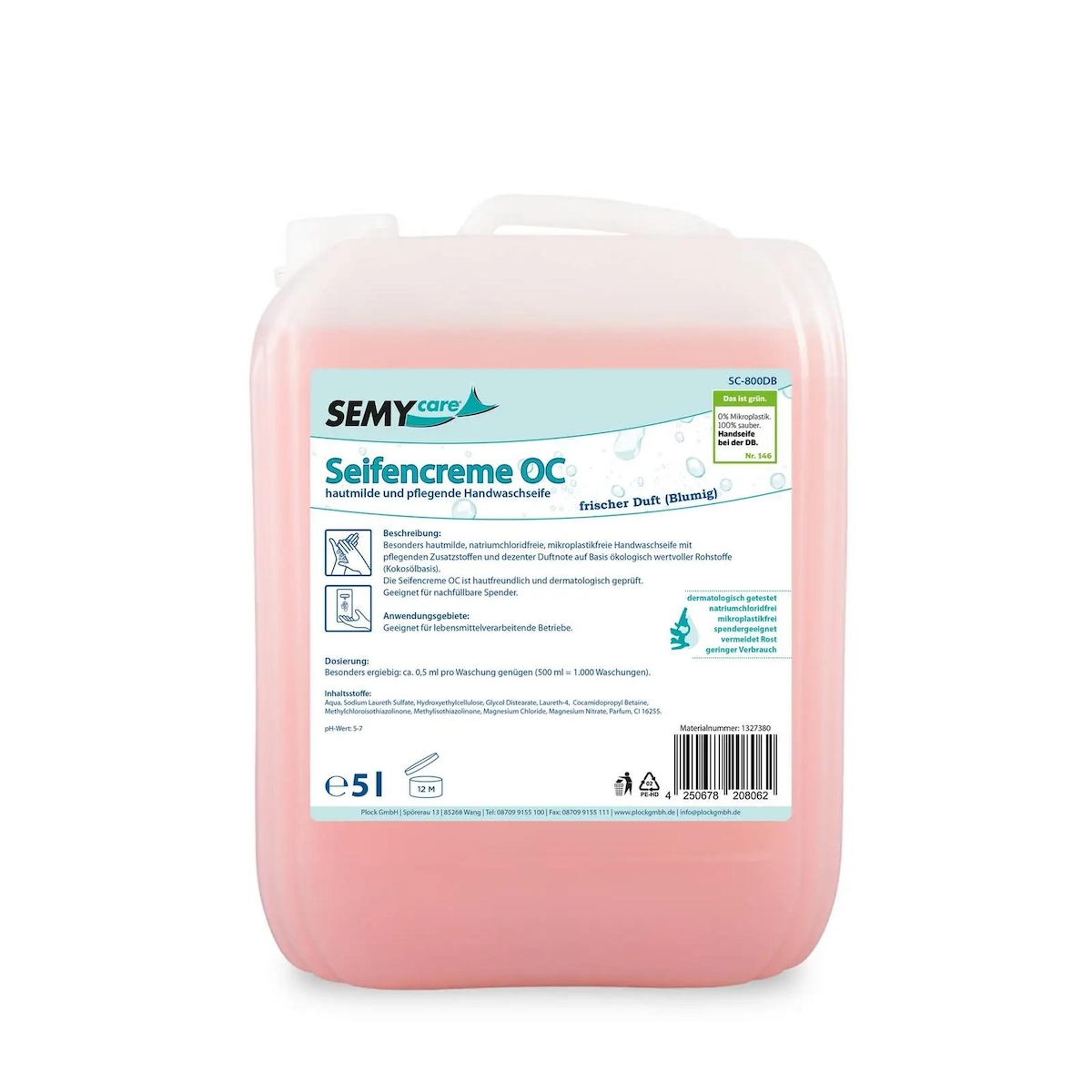 Plock GmbH Seifencreme OC | mikroplastik-&chloridfrei - frischer Duft - 2 x 5L - Seife Image