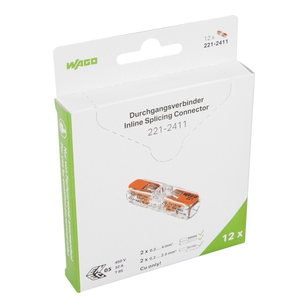 12 Stk. WAGO GmbH & Co. KG Durchgangsverbinder +Hebel 221-2411/995-012 Image