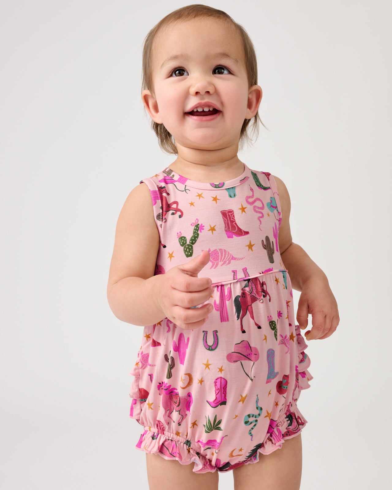 Pink Rancher Roundup Bamboo Baby Bubble Romper - 3-6 months