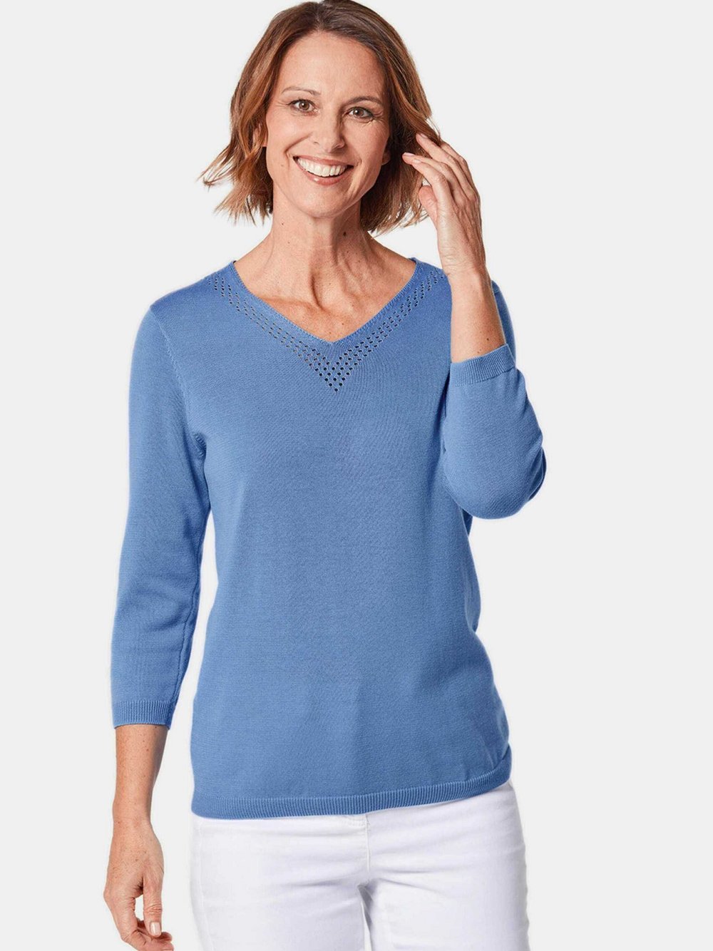 Goldner Pullover Damen blau, 42 Image