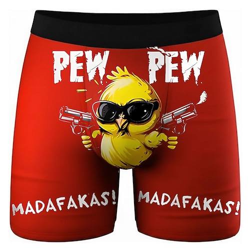 Herren Cartoon Küken Lustiger Slang Dehnbare Boxershorts Badeshorts Boxer-Badeshorts Lustig Lässig Heim Strandurlaub Elastischer Bund Feuchtigkeitsableitend Atmungsaktive Unterwäsche Designer Image