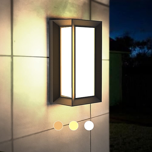 Außenwandlampe Verandalampe LED mattschwarz Außenwandlampe 3 Farben können geändert werden geeignet für die Installation Wand Hoflampe Garage Gang Hinterhof Garten Image