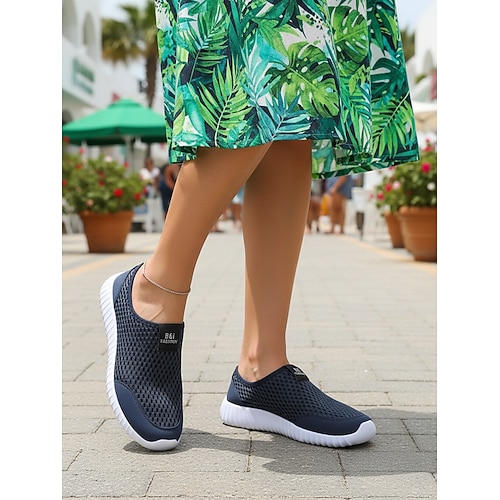 Hellblaue, atmungsaktive Mesh-Slipper für Damen – leichte Outdoor-Sneaker zum Wandern, Spazierengehen, Reisen und für den täglichen Gebrauch Image