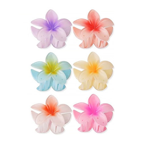 6 Haarspangen mit hawaiianischen Plumeria-Blüten – Haarschmuck aus tropischem Harz für Frauen und Mädchen, Strandhochzeiten, Luau-Partys und Sommerurlaubs-Styling