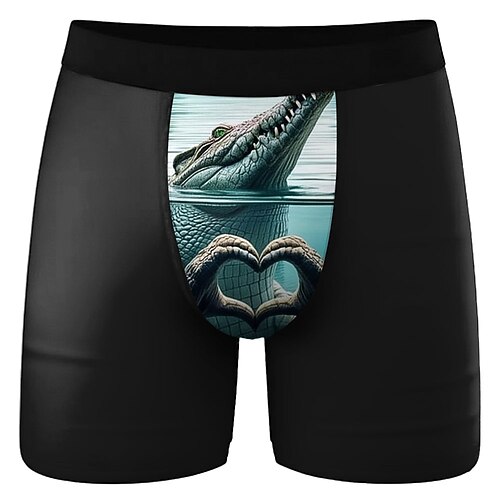 Herren Krokodil Herzförmig Urkomisch Dehnbare Boxershorts Badeshorts Boxer-Badeshorts Lustig Lässig Heim Strandurlaub Elastischer Bund Feuchtigkeitsableitend Atmungsaktive Unterwäsche Designer Image