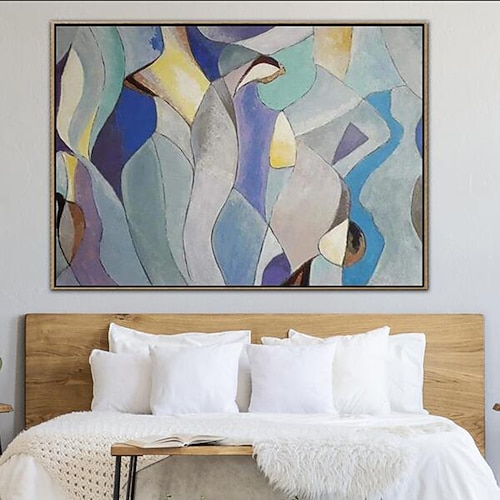 handgemaltes abstraktes Ölgemälde, Wandkunst, abstraktes blaues Gemälde, handgefertigt, großes buntes Wandgemälde, emailliertes blaues Gemälde, äußerst einzigartiges Kunstdekor, gerollte Leinwand, Image