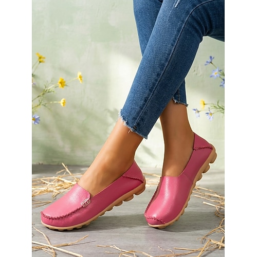 Gelbe Damen-Mokassins, bequeme Slipper für die Freizeit, weiche und leichte Schuhe für Alltag, Reisen und Arbeit Wochenendfreizeit Image