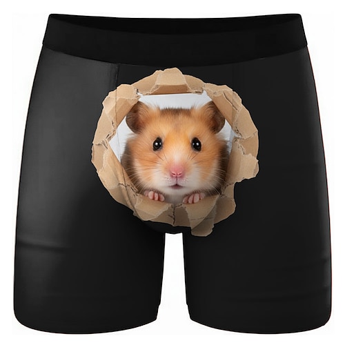 Herren Tiermotiv Hamster Dehnbare Boxershorts Badeshorts Boxer-Badeshorts Lustig Lässig Heim Strandurlaub Elastischer Bund Feuchtigkeitsableitend Atmungsaktive Unterwäsche Designer Bekleidung Image