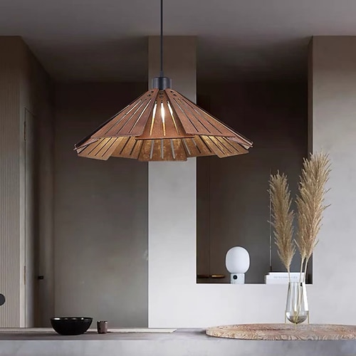 led pendelleuchte holz lotusblatt 3000-5400l 5w insellicht kaffee für wohnzimmer bar büro 110-220v leuchtmittel enthalten Image