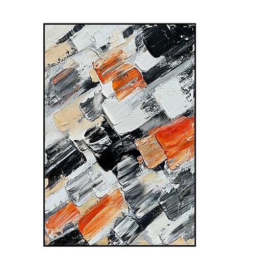 handgemachtes handgemaltes Ölgemälde dicke Textur Wandkunst orange schwarz weiß Landschaft Dekoration Heimtextilien Dekor Leinwand Gemälde für Wohnzimmer Image
