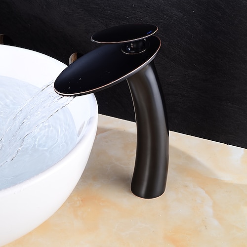 Badarmatur Einhand-Silber-Wasserfall-Nickel gebürsteter Waschbeckenhahn mit Kalt- und Warmwassermischer Image