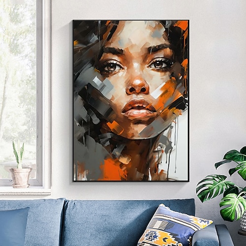 Handgefertigtes Ölgemälde auf Leinwand, Wandkunst, Dekoration, abstraktes Messer, Zeichnung, Figur, Porträt, Mädchen, für Heimdekoration, gerollt, rahmenlos, ungedehntes Gemälde Image