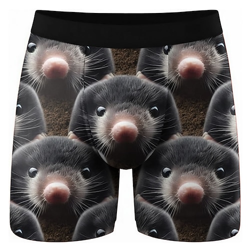 Herren Tiermotiv Mol Dehnbare Boxershorts Badeshorts Boxer-Badeshorts Lustig Lässig Heim Strandurlaub Elastischer Bund Feuchtigkeitsableitend Atmungsaktive Unterwäsche Designer Bekleidung Image