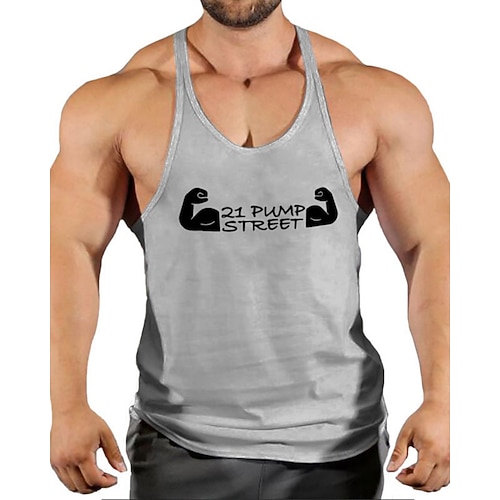 Herren Workout-Tanktop Lauf-Tanktop Fitness-Tanktop Ärmellos Oberteil Sommer Grafik Schnelltrocknend Feuchtigkeitsableitend Fitnesstraining Aktives Training Übung Sportbekleidung Sportkleidung Blau Image