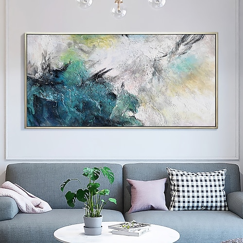 Handgefertigtes Ölgemälde auf Leinwand, Wandkunst, Dekor, originales abstraktes Gemälde, abstrakte Landschaftsmalerei für Wohnkultur mit gespanntem Rahmen/ohne Innenrahmenmalerei Image