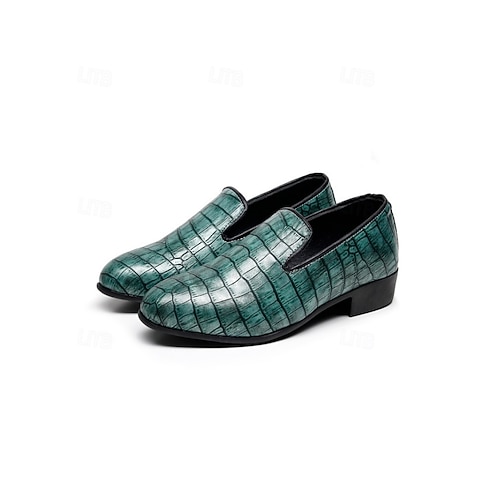 Rosa Herren-Slipper mit Krokodilprägung, glattes Kunstleder, eleganter, moderner Stil, perfekt für stilbewusste Männer auf Hochzeiten und Partys. Image