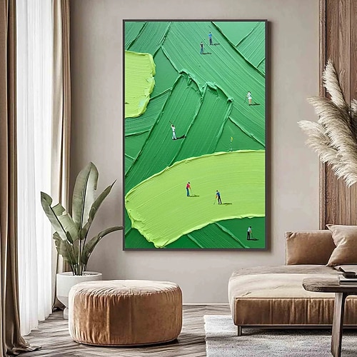 Großes, originales Ölgemälde mit strukturierter Impasto-Technik auf Leinwand, Golfszene, großes Wandbild für modernes Wohnzimmer Image