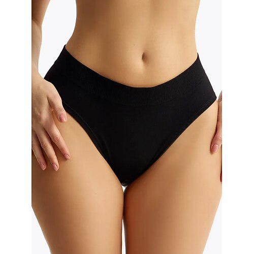 Damen Slips Elastischer BundNightwearBaumwolle Nylon Einfarbig Mode Niedlich Hellblau Schwarz Weiß Purpur Beige Winter Frühling Sommer Herbst Winter Image