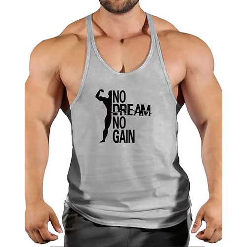 Herren Workout-Tanktop Lauf-Tanktop Fitness-Tanktop Ärmellos Oberteil Sommer Grafik Schnelltrocknend Feuchtigkeitsableitend Fitnesstraining Aktives Training Übung Sportbekleidung Sportkleidung Blau Image
