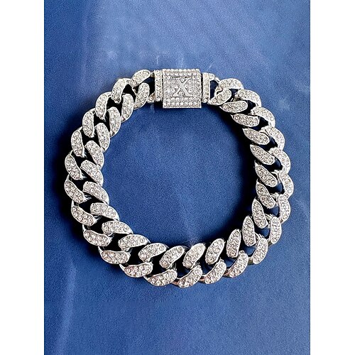 Herrenarmband aus Metalllegierung mit Buchstabeninitialen – personalisiertes, kristallbesetztes Armband für Valentinstag, Hochzeiten und als Geschenk Image