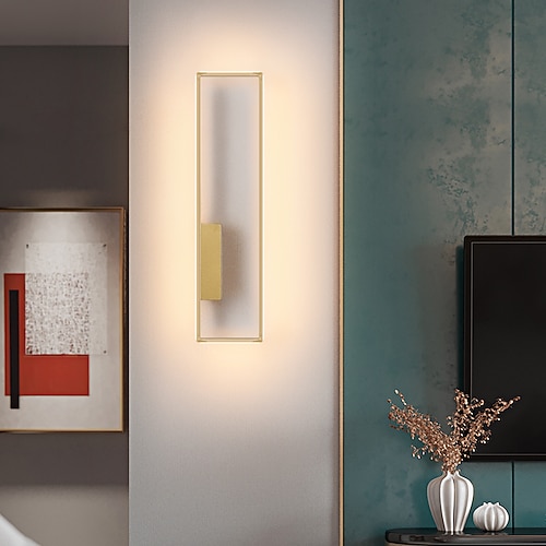 Lightinthebox LED-Wandleuchten für den Innenbereich, goldfarben, rechteckig, Einzelleuchte, Wandleuchte, moderne LED-Wandleuchte aus Metall für Schlafzimmer, Esszimmer, Nachttischlampe, Wohnzimmer Image