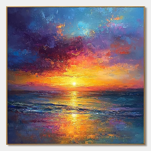 lebendiges Sonnenuntergangs-Meeresbild (Ölgemälde) Image
