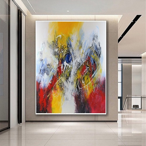 Handgefertigtes Ölgemälde auf Leinwand, Wandkunst, Dekoration, abstrakte Messermalerei, Landschaft für Wohnkultur, gerollt, rahmenlos, ungedehnt Image