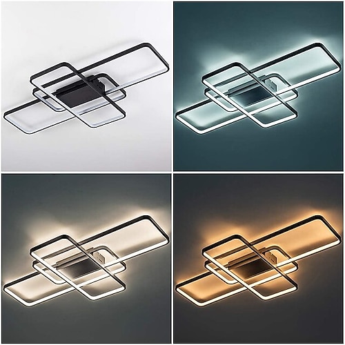 LED-Deckenleuchten, 3-flammig, 41 Zoll 24 cm, LED-Deckenleuchte, Aluminium-Unterputzleuchten, moderne LED-Leuchten für Esszimmer und Schlafzimmer, 110–240 V, nur dimmbar mit Fernbedienung Image