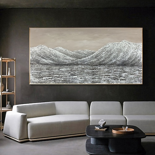 Ölgemälde 100% Handarbeit handgemalte Wandkunst auf Leinwand Horizontale Panorama Abstrakte Landschaft Moderner Realismus Splitterberg Heimdekoration Dekor gerollte Leinwand kein Rahmen ungedehnt Image