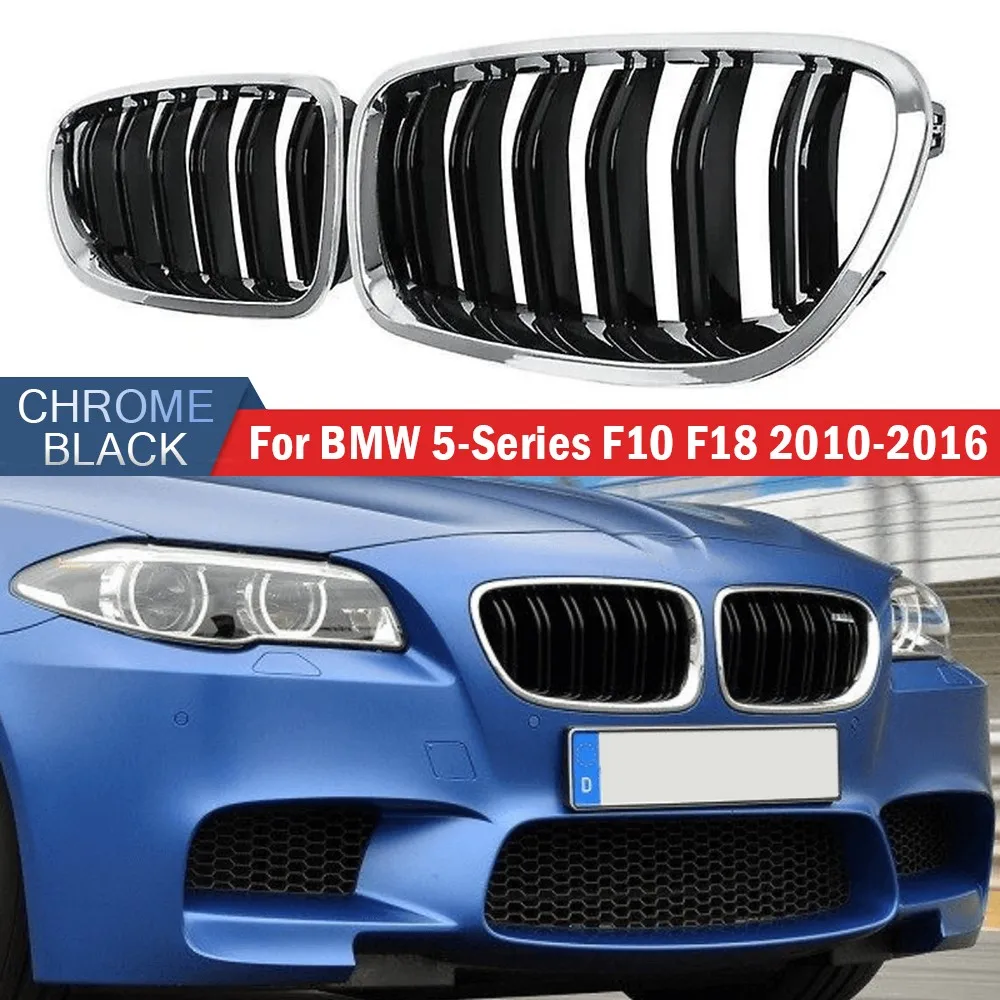 Per BMW Serie 5 F10 F11 M5 2010-2016 Car Styling Doppia Linea Griglia Rene ABS Cofano Anteriore Racing Grill Nero Accessori Auto