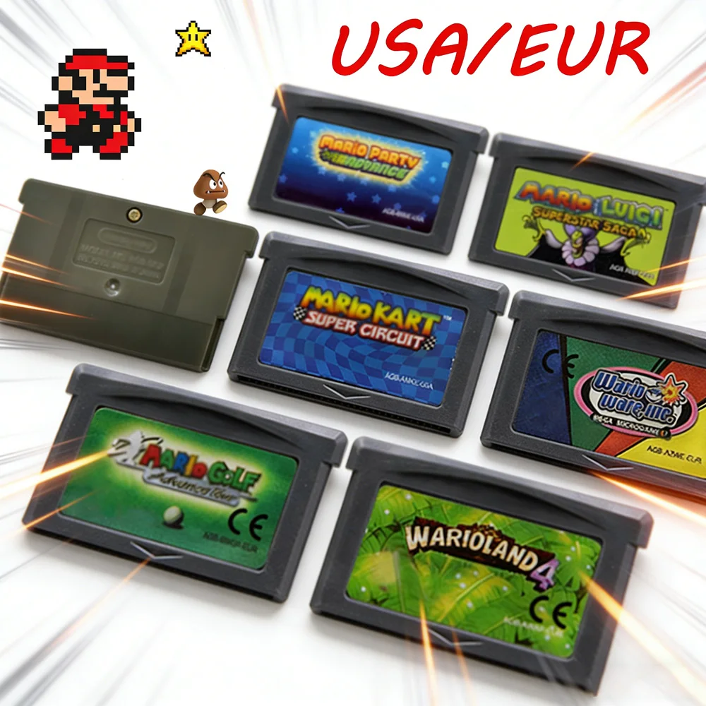 GBA Game Cartridge 32 Bit Video Game Console Card Series Super Advance Super Bros Kart For GBA/SP/DS