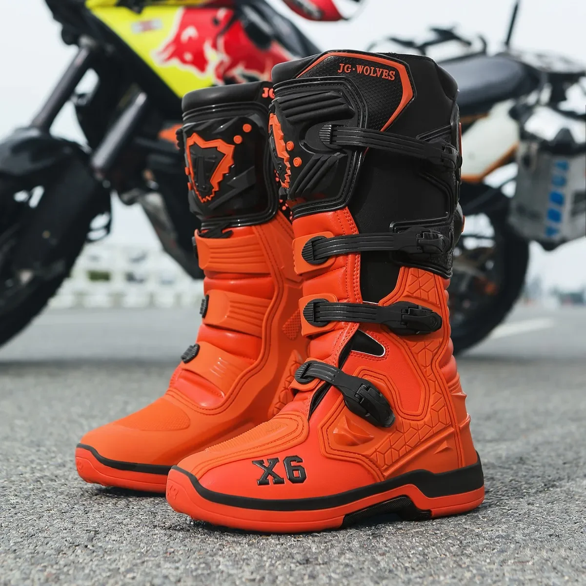 Bottes de moto unisexes, chaussures de protection mi-mollet, équipement de moto, chaussures de course longues pour moto