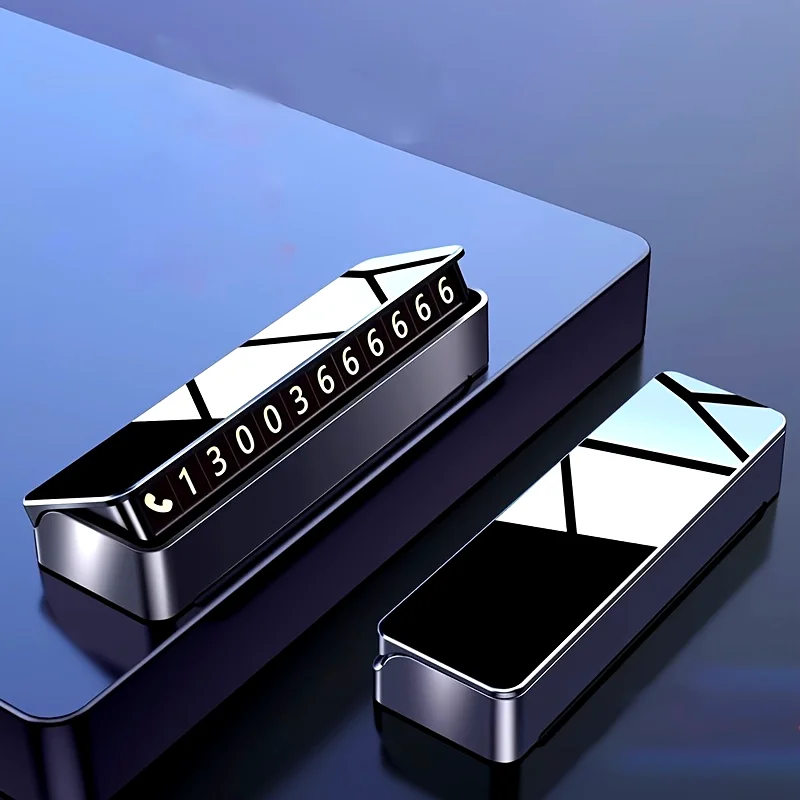 1PC Temporary parking sign, metal hidden night light, moving car number, moving license plate, car interior supplies, gifts