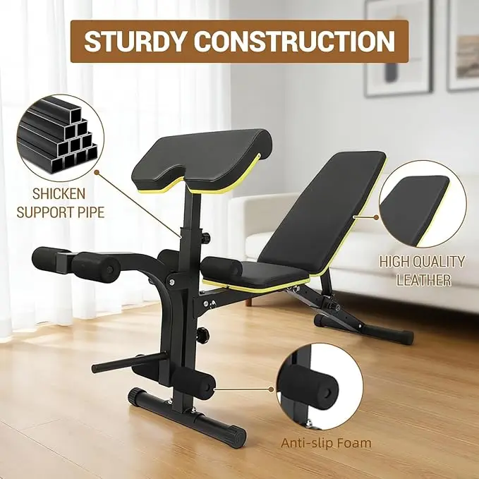 Adjustable Weight Bench , Multi-Functional Strength Training Bench with Thick Pad, Foldable Workout Bench For Home Fitness Bench