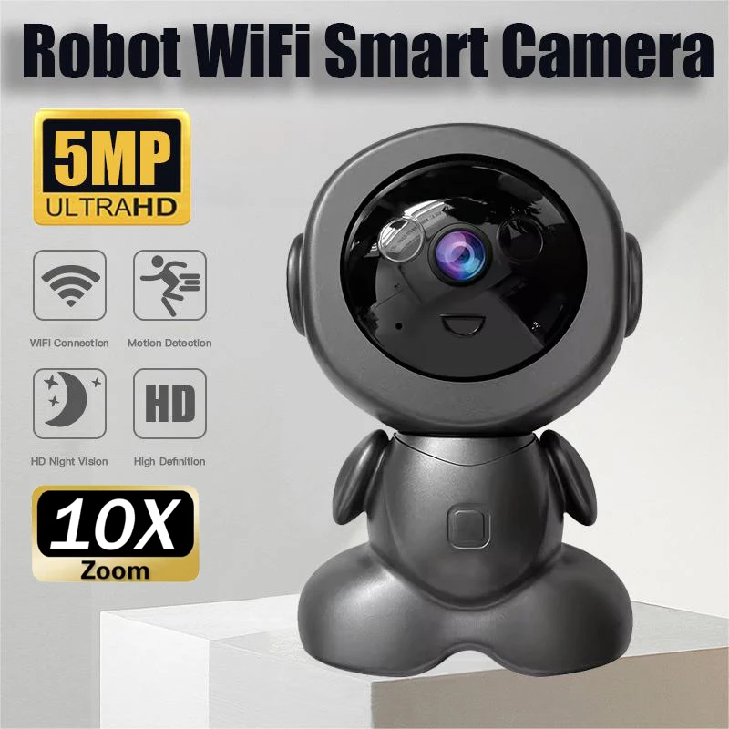 5MP Drahtlose WiFi Indoor Überwachungskamera Nachtsicht PTZ Zwei-wege Stimme Sicherheit Schutz Smart Home Webcam Roboter Kamera Image