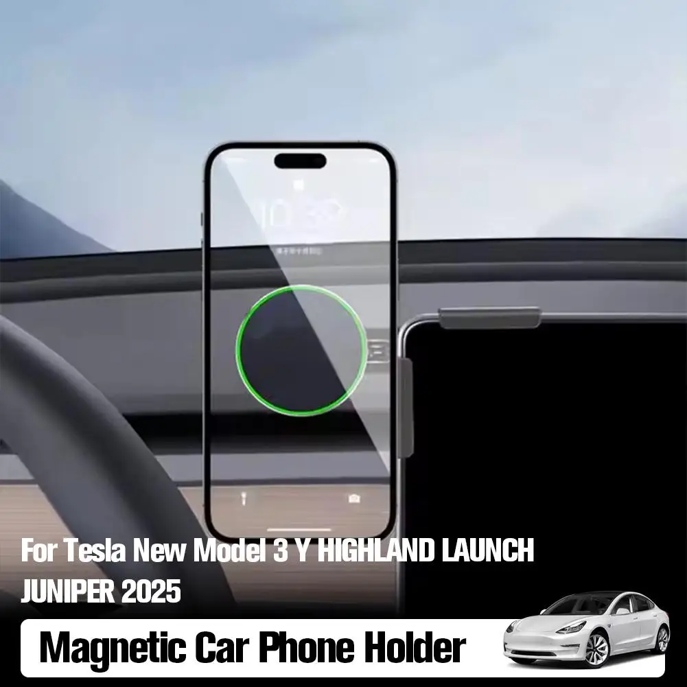 Für Tesla Modell 3/y Drahtlose Lade Magnetische Auto Telefon Halterung Mit Einem Ladekabel Auto Navigation Magnetische Auto Telefon halter Image