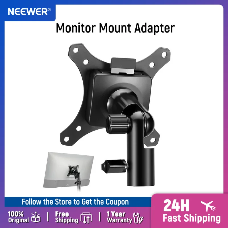 NEEWER Monitor-Mount-Adapter mit Schnellverschluss für VESA-Mount 270 ° Verstellbarer 5/8" C Standlichtständeradapter aus Metall MA010 ﻿ Image