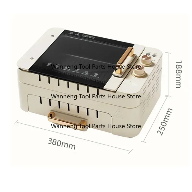 Upgrade der automatischen rotierenden elektrischen Grillpfanne, rauchfrei, multifunktional, integrierter Topf-Grillofen für perfekt gekochte Lebensmittel Image