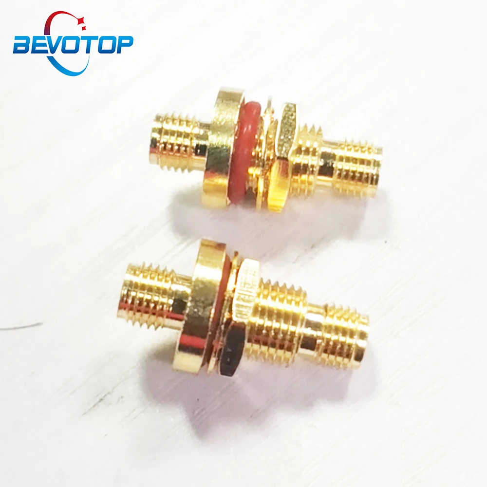 BEVOTOP 10 teile/los SMA Buchse auf Buchse Schott Rot O-ring Panel Mount Für Raido Antenne RF Koaxial Adapter stecker Gold Image