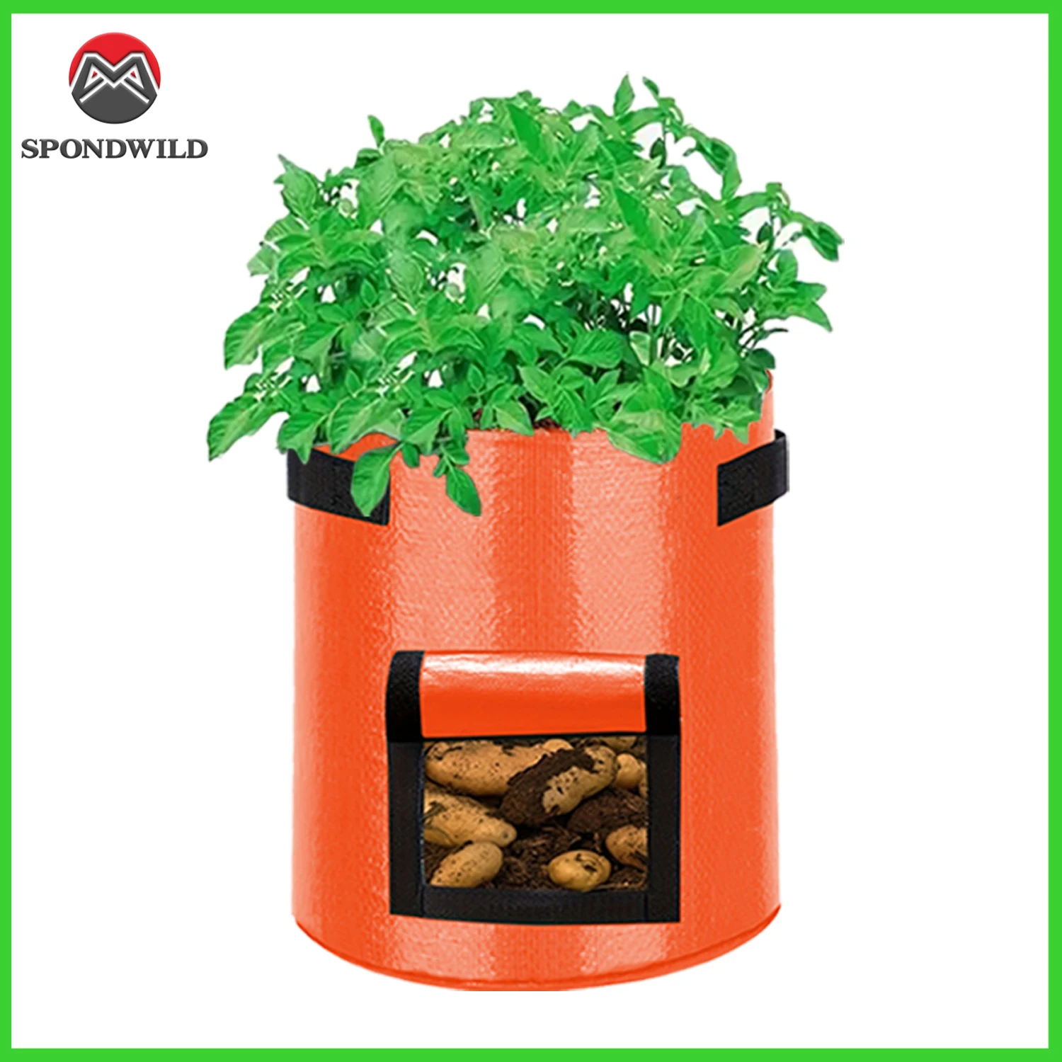 SPONDWILD 3/5/7/10 Gallonen Kartoffel- und Karotten-Wachstumsbeutel, robuste Pflanzgefäße aus PE-Stoff, Wurzel-Gemüsebehälter für den Garten im Freien Image
