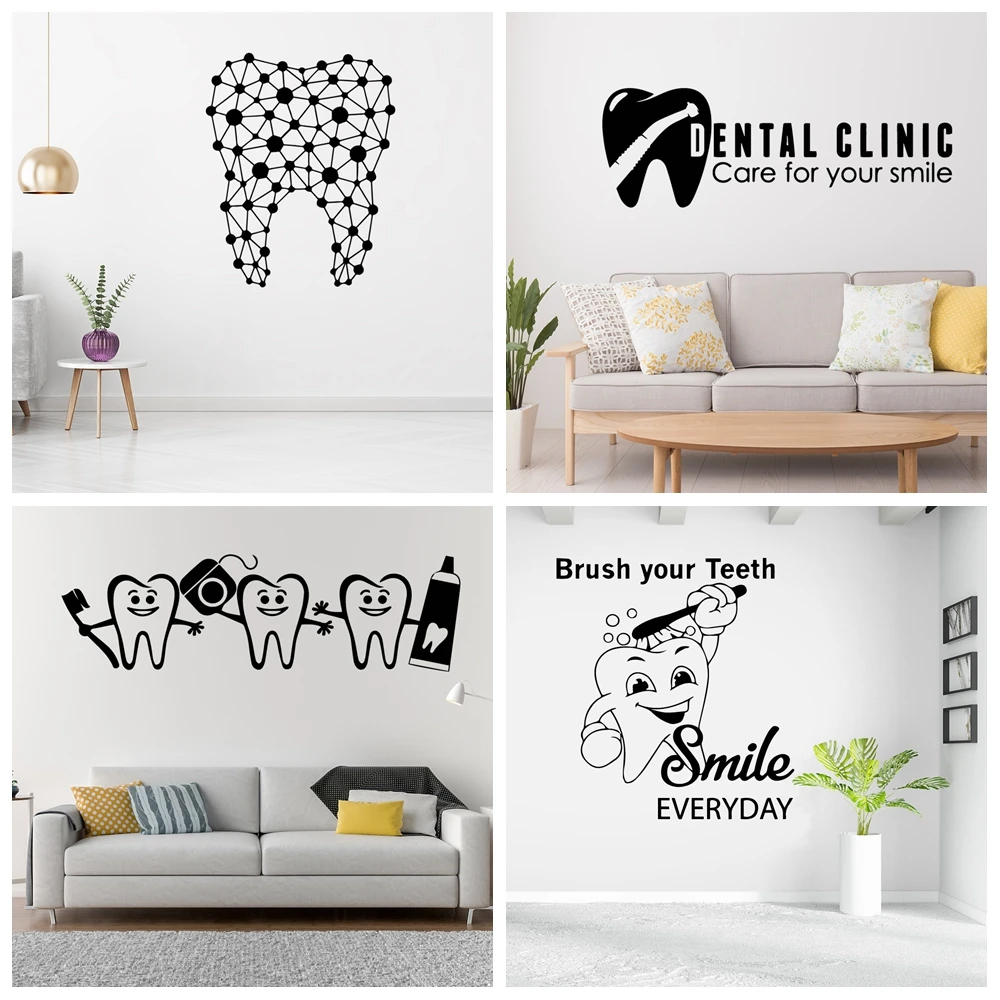 Schützen Sie Ihre Zähne Wandaufkleber PVC-Wandkunst-Aufkleber Moderne Mode-Wandsticker für Kinderzimmer Heimdekoration Kunstdekor Tapete