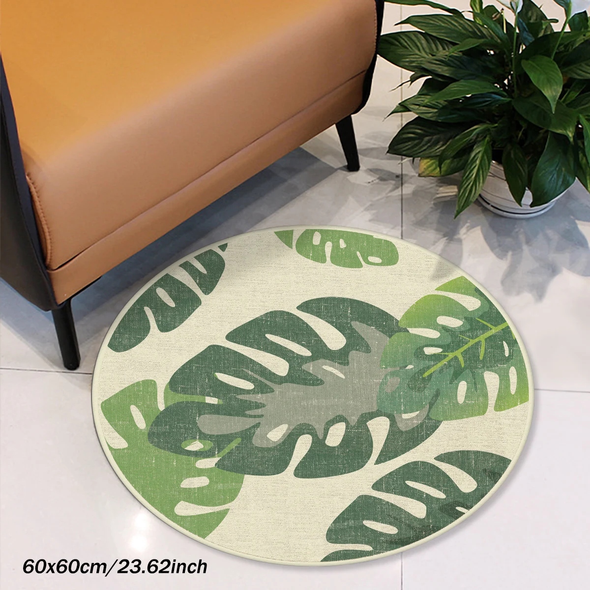 Ein Stück runde grüne Ahornblatt-Eingangs matte, Boden matte, Eingangs matte, Haushalts tür matte, Fuß matte, Eingangs teppich