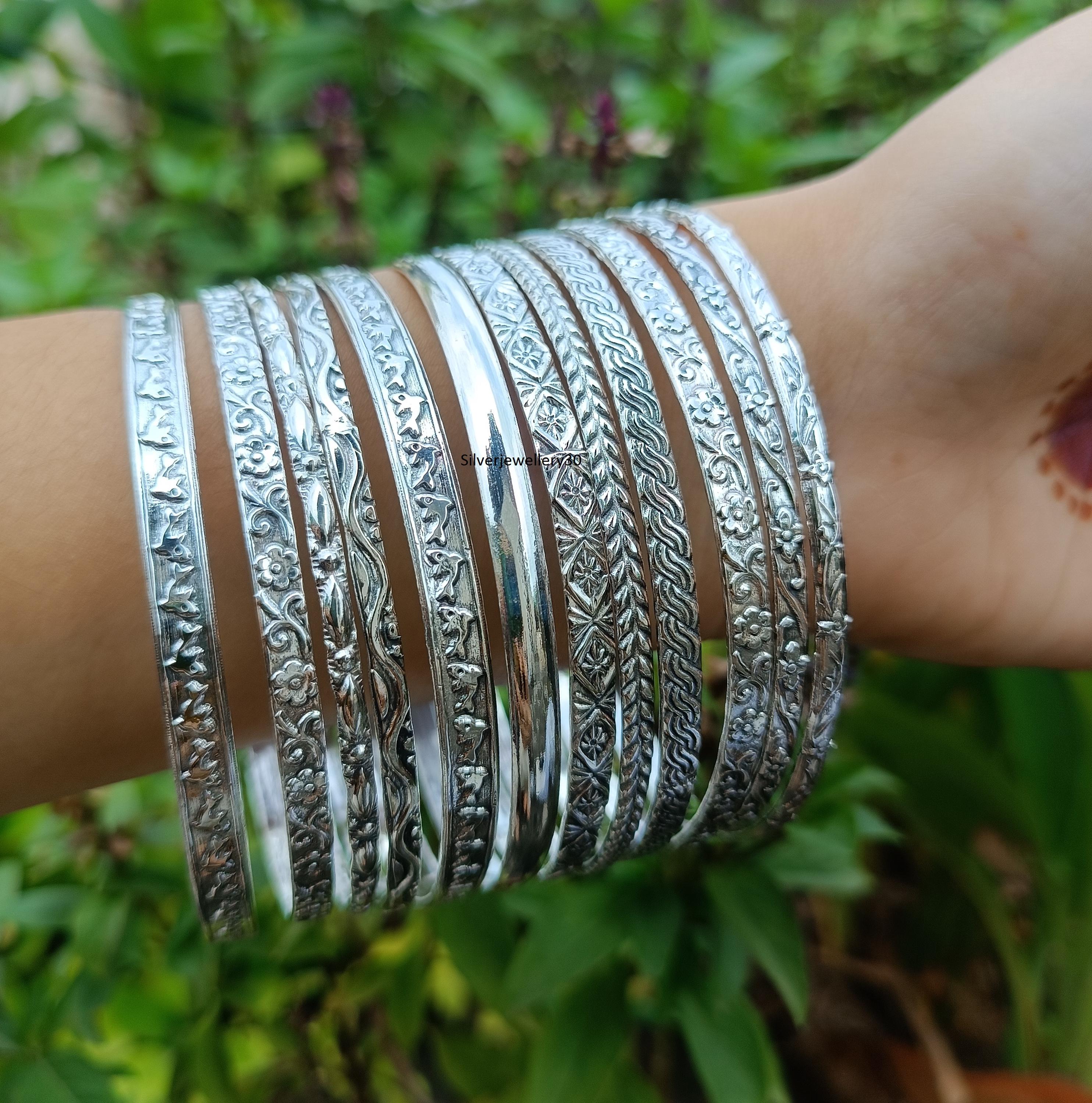 Set di 12 bracciali, bracciali in argento sterling 925, bracciali firmati, bracciali impilabili, bracciali spessi e scintillanti, gioielli in argento,