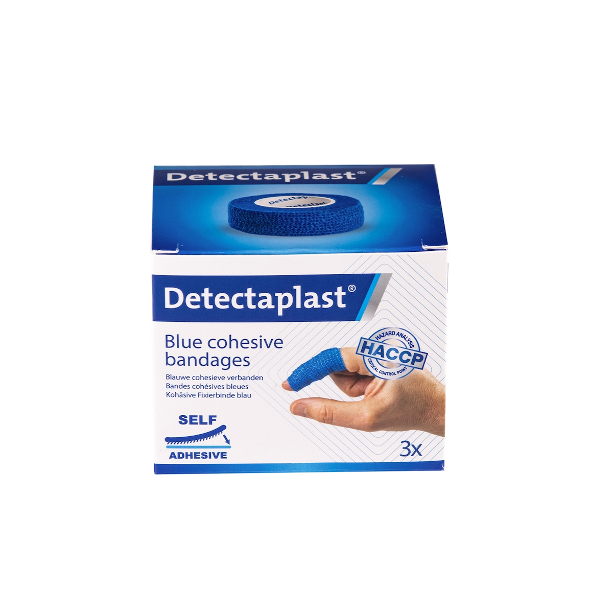 Detectaplast Selbsthaftendes Fixierbinde blau 2,5cm x 4,5m - 3 x Image
